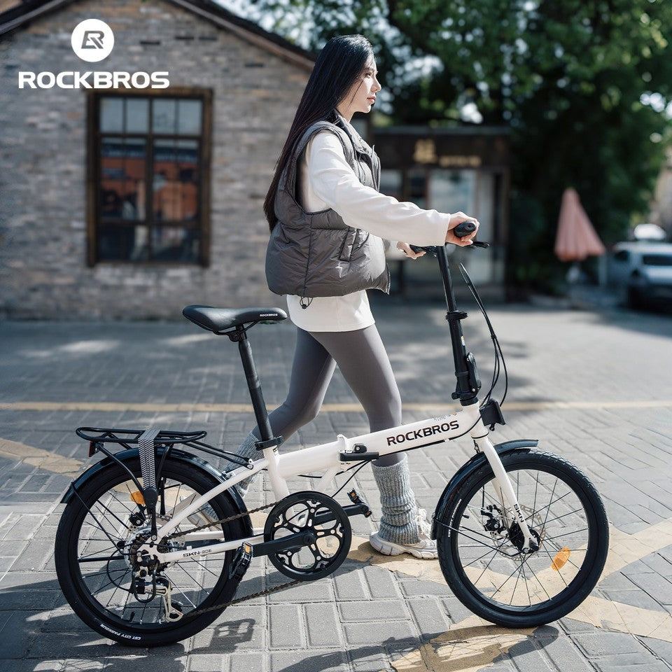 ROCKBROS SKN 20"7-Speed Folding City Bike Steel Frame with Rear Rack Commuter