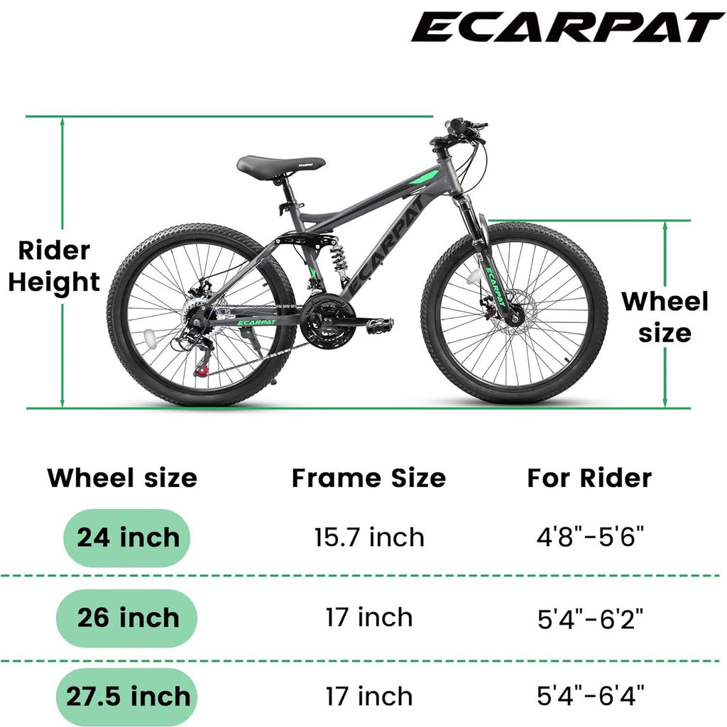 Mountain Bike 24/26/27.5 Inch Full Suspension 21-Speed Dual Disc Brake Men Women