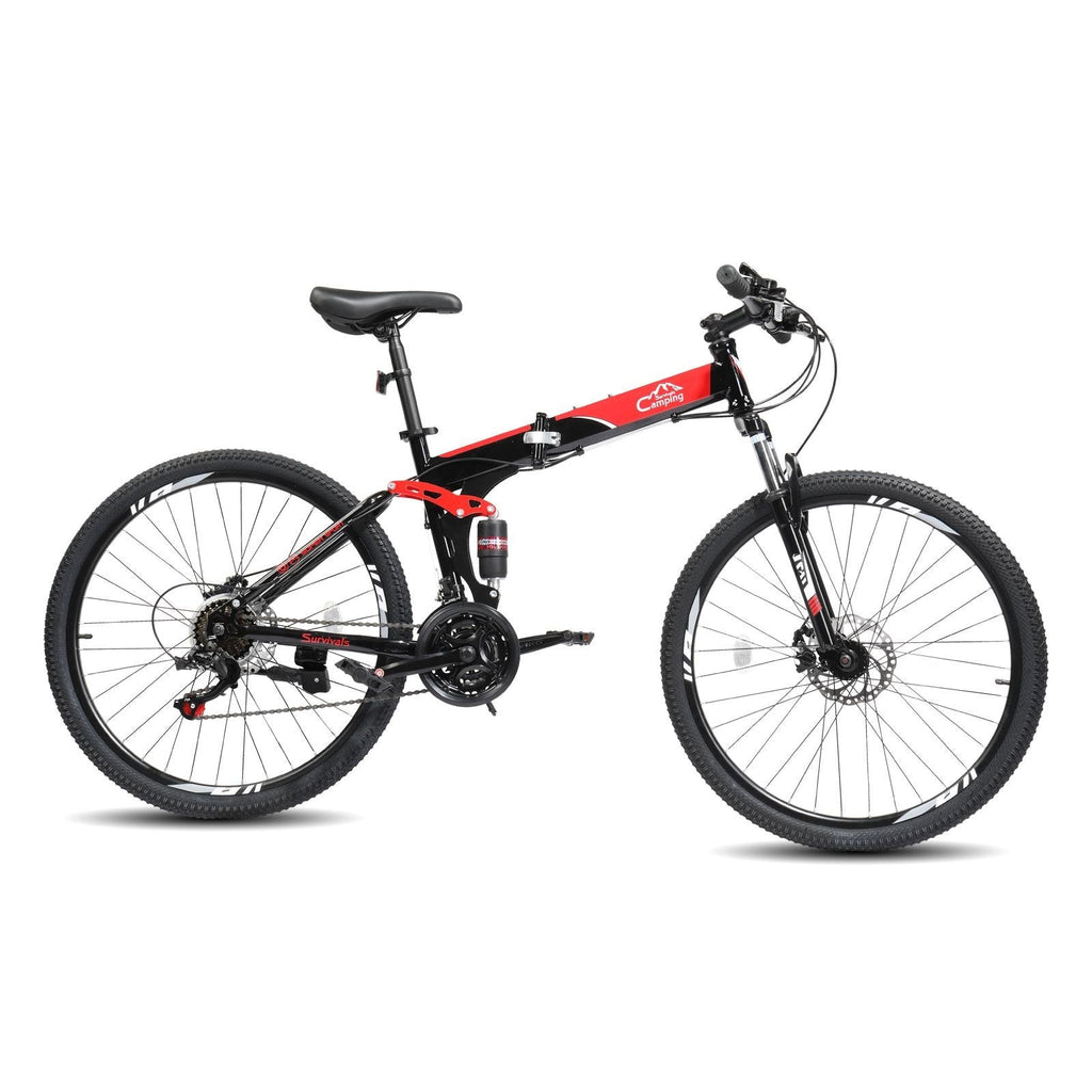 Folding Mountain Bike Full Suspension 26" 21 Speeds Bicycle for Adult Men Women